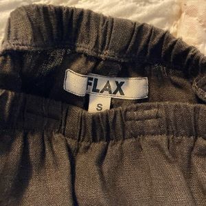 Flax brand brown linen wide leg pants.